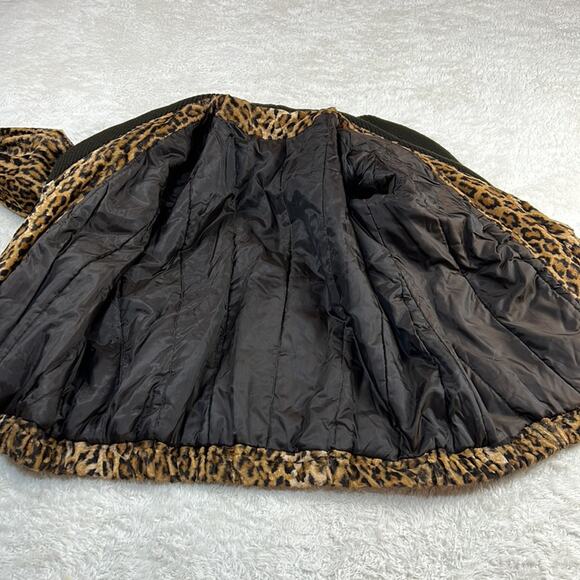 Vintage made in USA Leopard faux fur and cable knit coat, size 14-16 - Picture 8 of 11